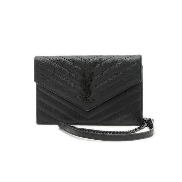 Saint Laurent Paris Monogram Envelope Chain Wallet Black Leather - Picture 1 of 8